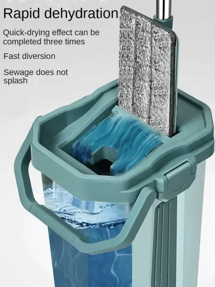 Vadrouille Plate Rotative 360° avec Seau Auto-Essoreur – 6 Tampons Microfibre - Image 4