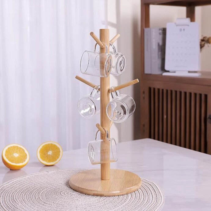 Support en bois pour tasses – Design arbre avec 6 crochets - Image 4
